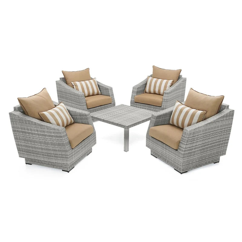 Ensemble de conversation pour patio extérieur Cannes Subrella 5 pièces avec table et club de jardin