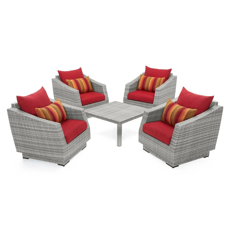 Ensemble de conversation pour patio extérieur Cannes Subrella 5 pièces avec table et club de jardin
