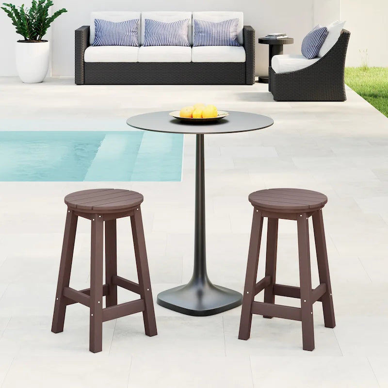 Tabourets de comptoir ronds d'extérieur Polytrends Laguna HDPE tous temps, 24 pouces (ensemble de 2)