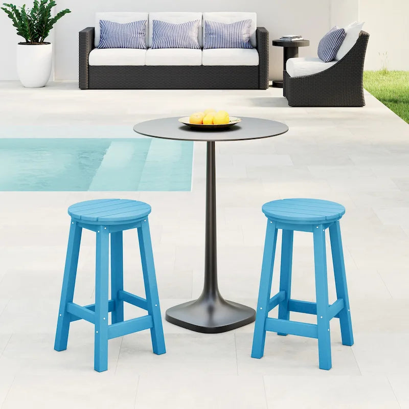 Tabourets de comptoir ronds d'extérieur Polytrends Laguna HDPE tous temps, 24 pouces (ensemble de 2)