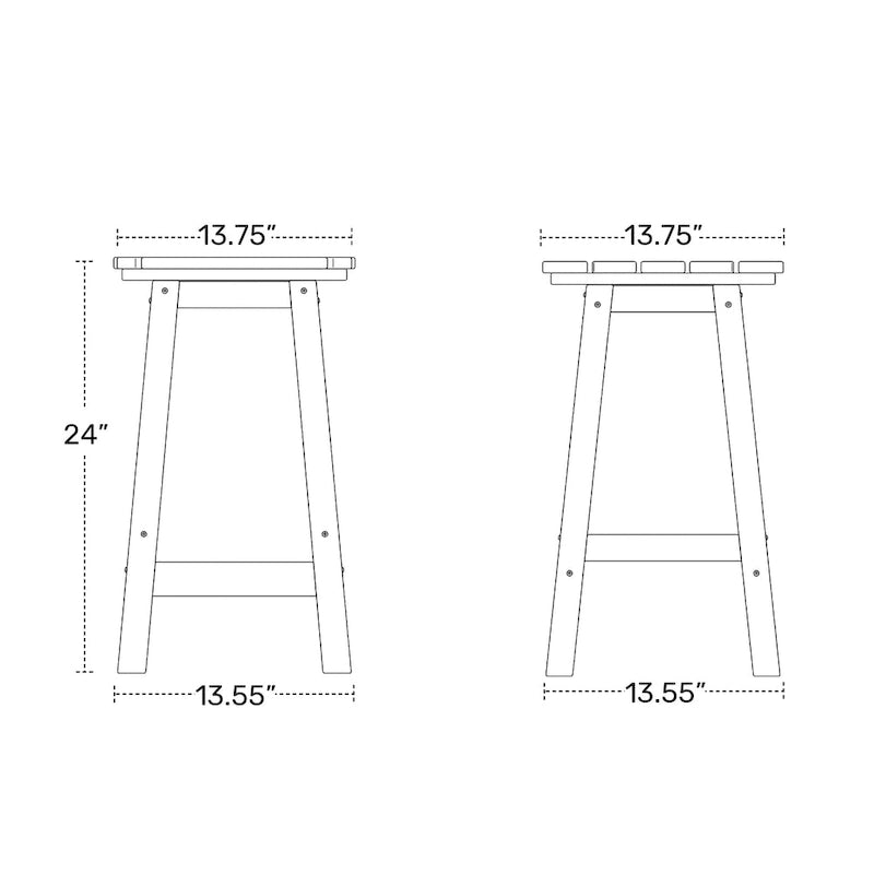 Tabourets de comptoir ronds d'extérieur Polytrends Laguna HDPE tous temps, 24 pouces (ensemble de 2)