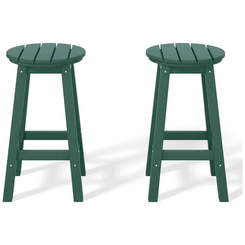 Tabourets de comptoir ronds d'extérieur Polytrends Laguna HDPE tous temps, 24 pouces (ensemble de 2)