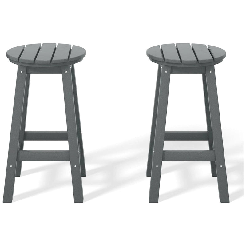 Tabourets de comptoir ronds d'extérieur Polytrends Laguna HDPE tous temps, 24 pouces (ensemble de 2)