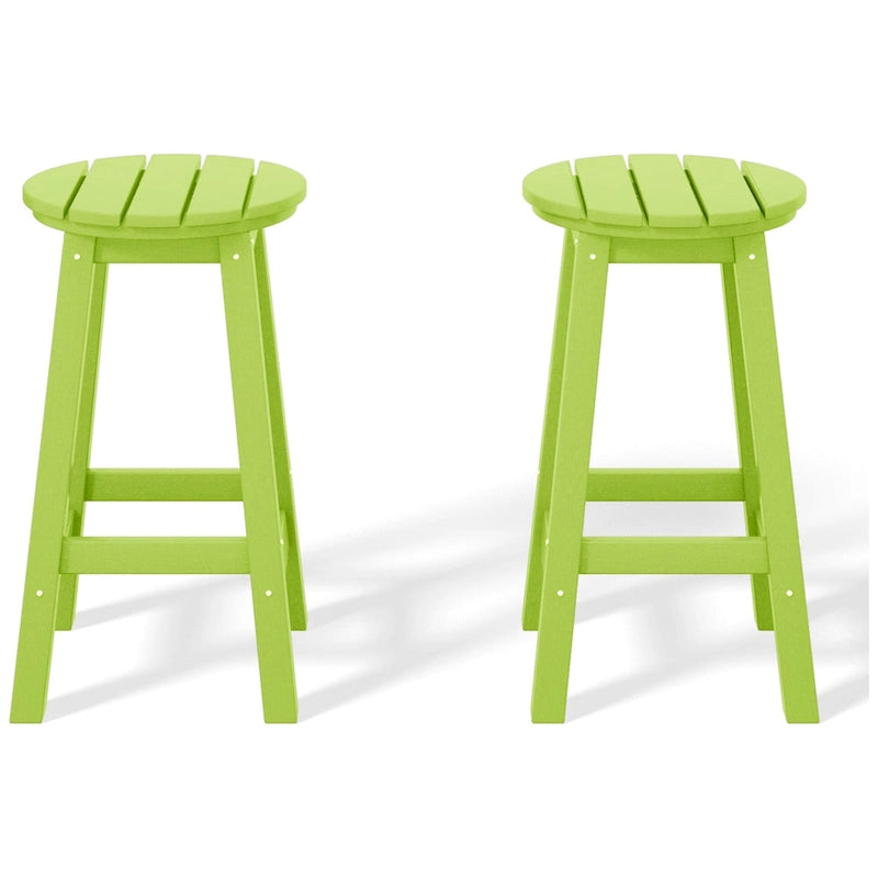 Tabourets de comptoir ronds d'extérieur Polytrends Laguna HDPE tous temps, 24 pouces (ensemble de 2)