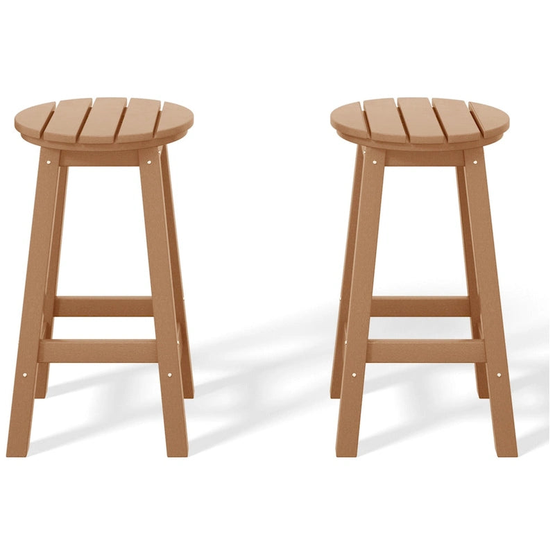 Tabourets de comptoir ronds d'extérieur Polytrends Laguna HDPE tous temps, 24 pouces (ensemble de 2)