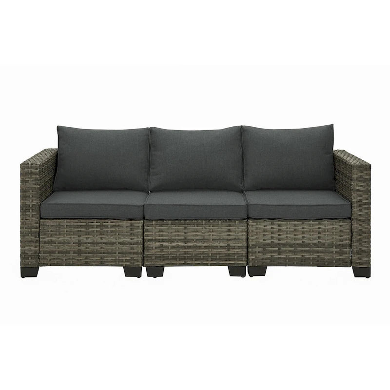 Ensemble de canapé d'angle d'extérieur en résine tressée 6 pièces avec coussins et table basse
