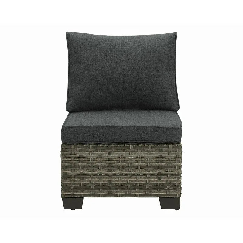 Ensemble de canapé d'angle d'extérieur en résine tressée 6 pièces avec coussins et table basse