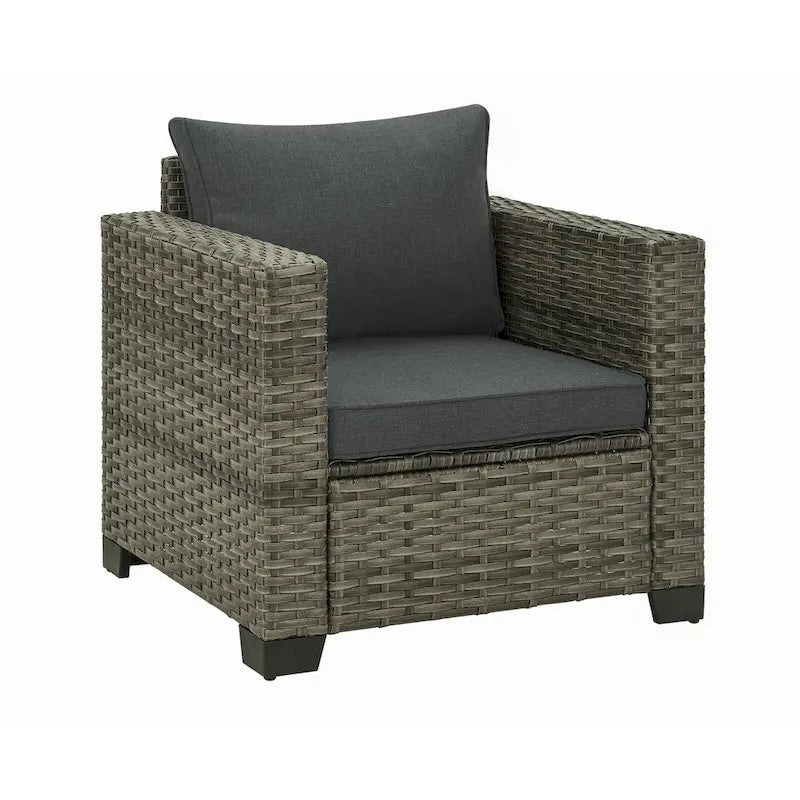 Ensemble de canapé d'angle d'extérieur en résine tressée 6 pièces avec coussins et table basse