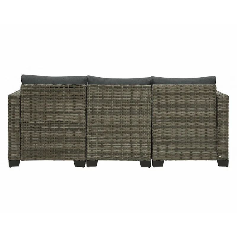 Ensemble de canapé d'angle d'extérieur en résine tressée 6 pièces avec coussins et table basse