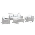 Ensemble de canapé d'angle d'extérieur en résine tressée 6 pièces avec coussins et table basse