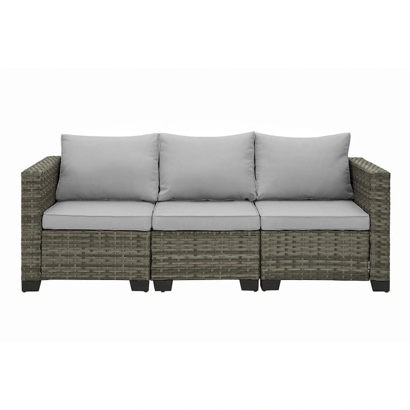 Ensemble de canapé d'angle d'extérieur en résine tressée 6 pièces avec coussins et table basse