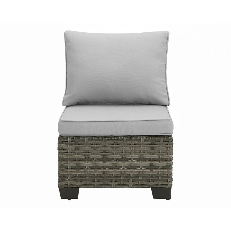 Ensemble de canapé d'angle d'extérieur en résine tressée 6 pièces avec coussins et table basse