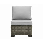 Ensemble de canapé d'angle d'extérieur en résine tressée 6 pièces avec coussins et table basse