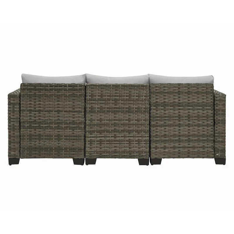 Ensemble de canapé d'angle d'extérieur en résine tressée 6 pièces avec coussins et table basse