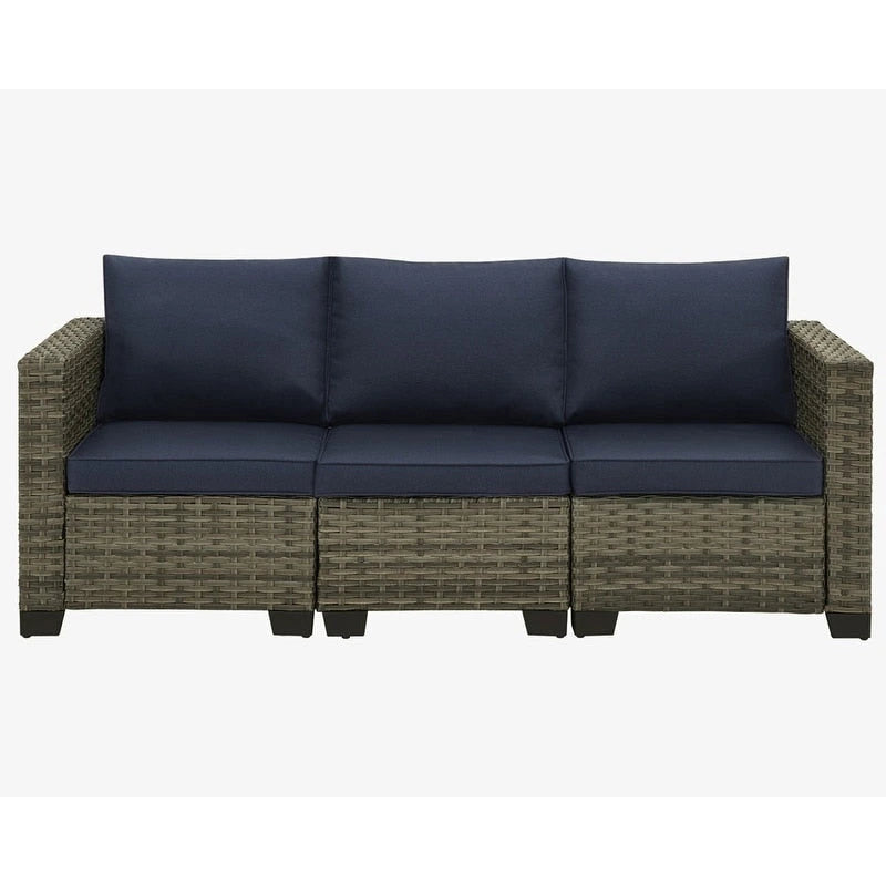 Ensemble de canapé d'angle d'extérieur en résine tressée 6 pièces avec coussins et table basse