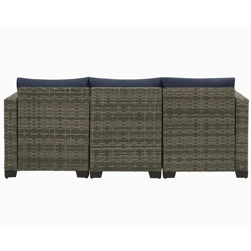 Ensemble de canapé d'angle d'extérieur en résine tressée 6 pièces avec coussins et table basse