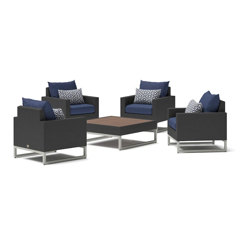 Ensemble de conversation 5 pièces Milo Espresso avec fauteuil club de jardin Sunbrella