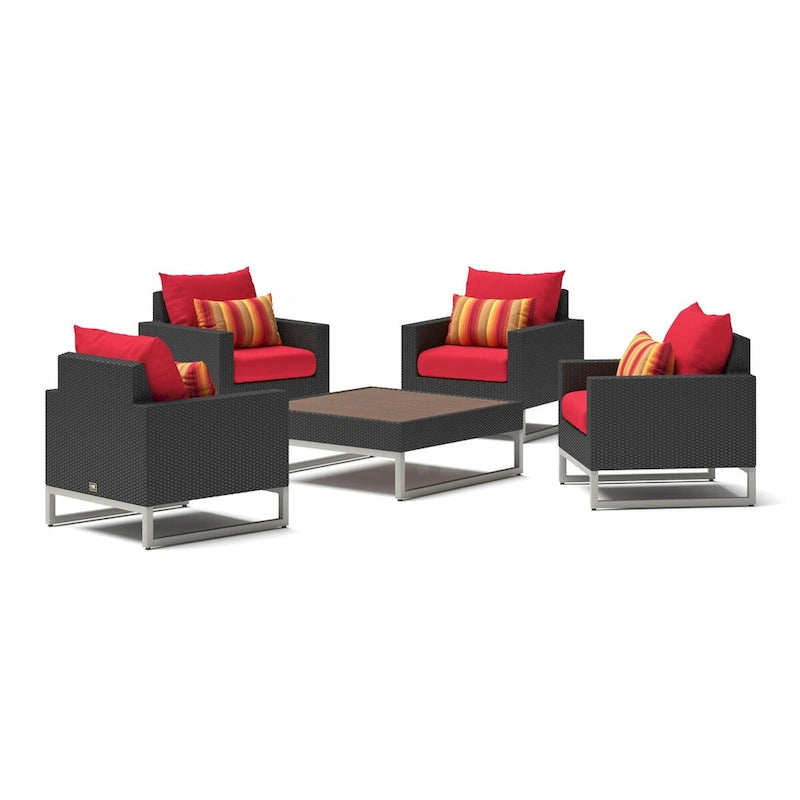 Ensemble de conversation 5 pièces Milo Espresso avec fauteuil club de jardin Sunbrella