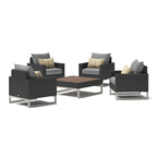 Ensemble de conversation 5 pièces Milo Espresso avec fauteuil club de jardin Sunbrella
