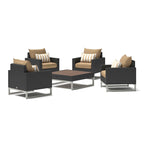 Ensemble de conversation 5 pièces Milo Espresso avec fauteuil club de jardin Sunbrella