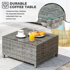 Ensemble de 10 fauteuils à bascule de conversation en résine tressée OVIOS avec table de feu