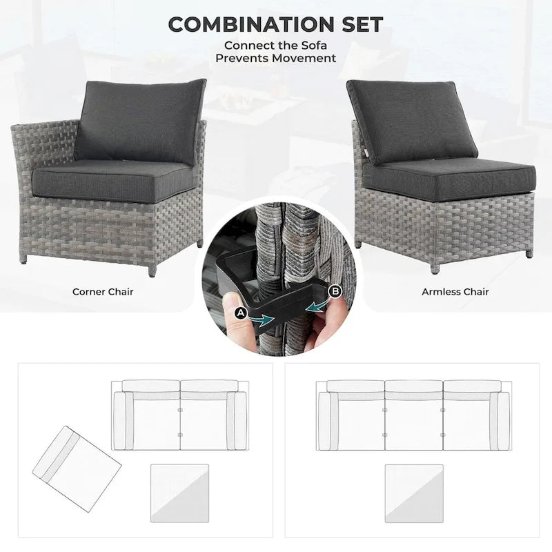 Ensemble de 10 fauteuils à bascule de conversation en résine tressée OVIOS avec table de feu