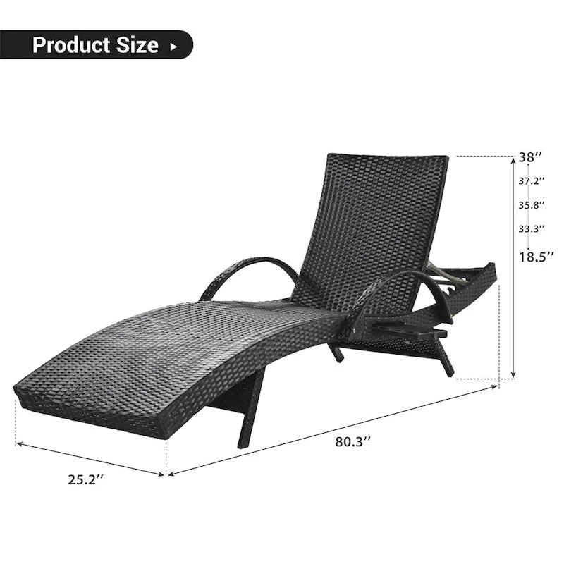 Chaises longues d'extérieur en osier (lot de 2)