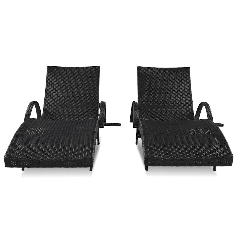 Chaises longues d'extérieur en osier (lot de 2)