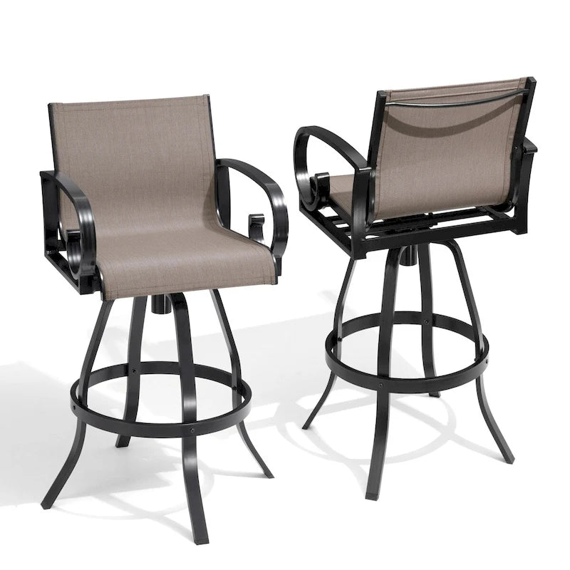 Tabourets de bar pivotants d'extérieur VredHom, revêtement en textilene Sunbrella - 51 cm (L) x 112,5 cm (H)