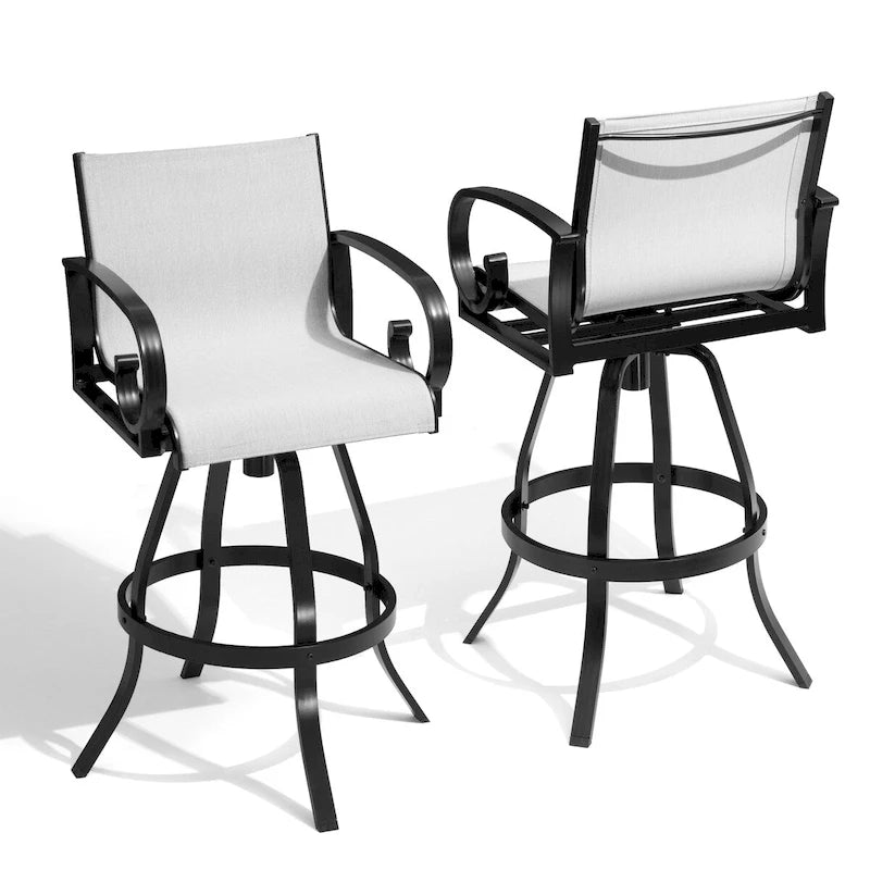 Tabourets de bar pivotants d'extérieur VredHom, revêtement en textilene Sunbrella - 51 cm (L) x 112,5 cm (H)
