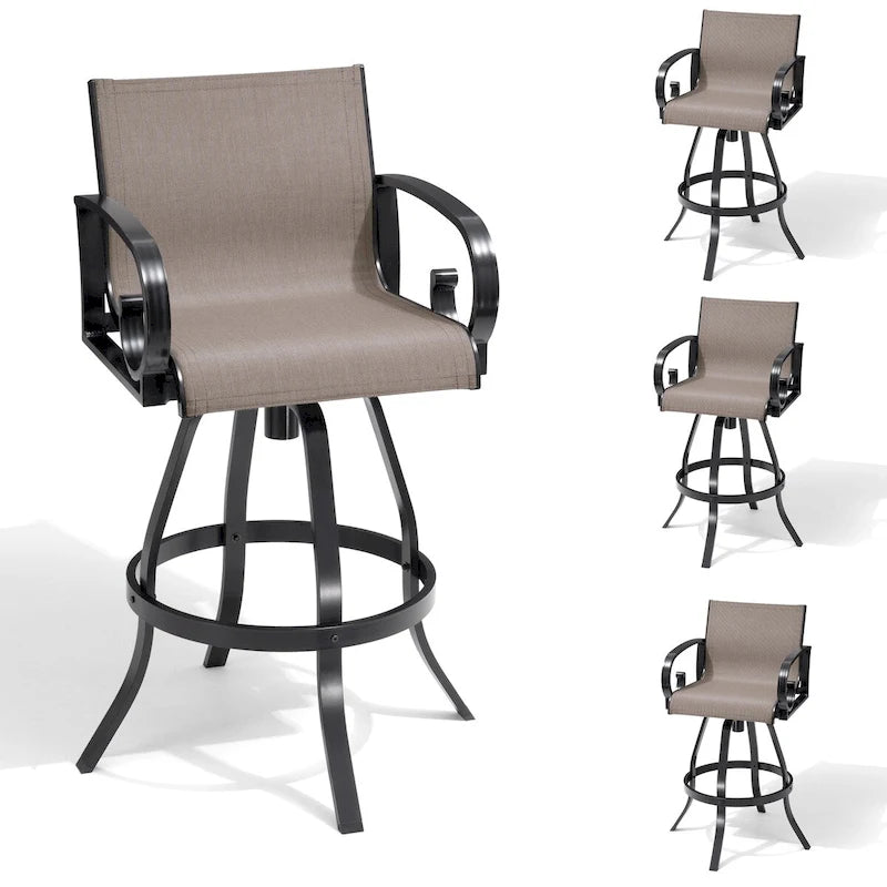 Tabourets de bar pivotants d'extérieur VredHom, revêtement en textilene Sunbrella - 51 cm (L) x 112,5 cm (H)