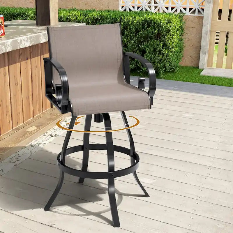 Tabourets de bar pivotants d'extérieur VredHom, revêtement en textilene Sunbrella - 51 cm (L) x 112,5 cm (H)
