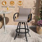 Tabourets de bar pivotants d'extérieur VredHom, revêtement en textilene Sunbrella - 51 cm (L) x 112,5 cm (H)