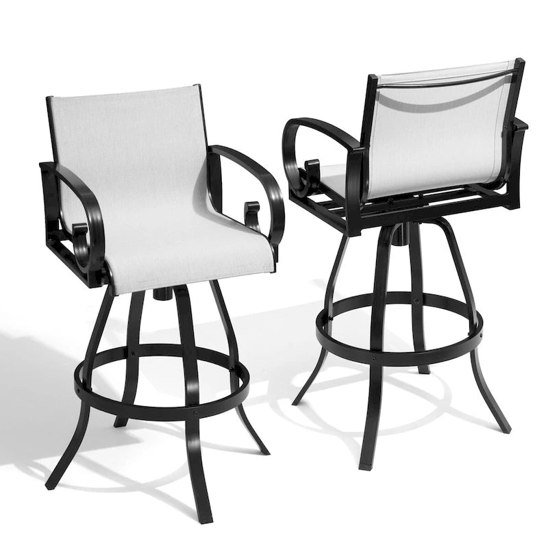 Tabourets de bar pivotants d'extérieur VredHom, revêtement en textilene Sunbrella - 51 cm (L) x 112,5 cm (H)