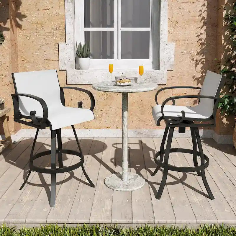 Tabourets de bar pivotants d'extérieur VredHom, revêtement en textilene Sunbrella - 51 cm (L) x 112,5 cm (H)