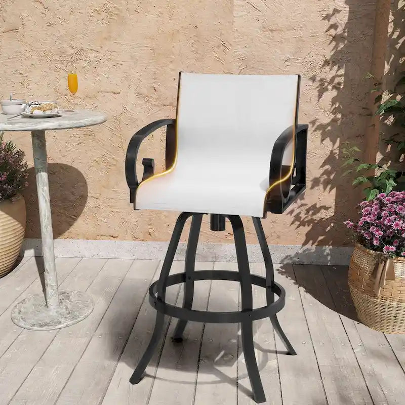 Tabourets de bar pivotants d'extérieur VredHom, revêtement en textilene Sunbrella - 51 cm (L) x 112,5 cm (H)