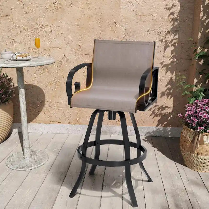 Tabourets de bar pivotants d'extérieur VredHom, revêtement en textilene Sunbrella - 51 cm (L) x 112,5 cm (H)