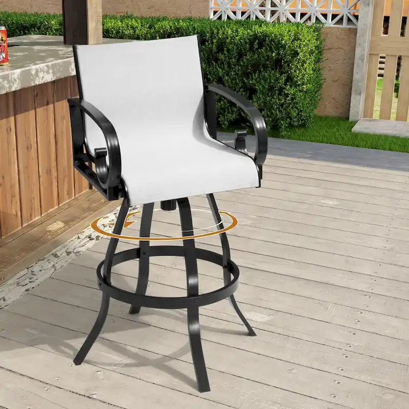 Tabourets de bar pivotants d'extérieur VredHom, revêtement en textilene Sunbrella - 51 cm (L) x 112,5 cm (H)