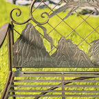 Banc de jardin en fer forgé à plateau arrondi et dossier en caribou Selkirk - 43,7 cm L x 20,47 cm l x 37,4 cm H