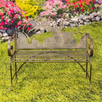 Banc de jardin en fer forgé à plateau arrondi et dossier en caribou Selkirk - 43,7 cm L x 20,47 cm l x 37,4 cm H