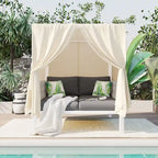 Bain de soleil d'extérieur avec rideaux, grand confort, adapté à de multiples usages