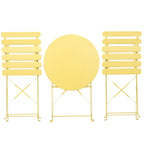 Ensemble bistro d'extérieur rond en métal 3 pièces, pliable, avec coussins beiges