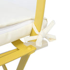 Ensemble bistro d'extérieur rond en métal 3 pièces, pliable, avec coussins beiges