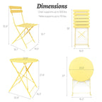 Ensemble bistro d'extérieur rond en métal 3 pièces, pliable, avec coussins beiges