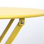Ensemble bistro d'extérieur rond en métal 3 pièces, pliable, avec coussins beiges