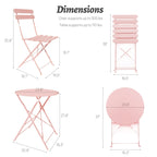 Ensemble bistro d'extérieur rond en métal 3 pièces, pliable, avec coussins beiges