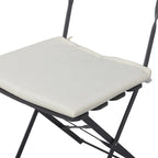 Ensemble bistro d'extérieur rond en métal 3 pièces, pliable, avec coussins beiges