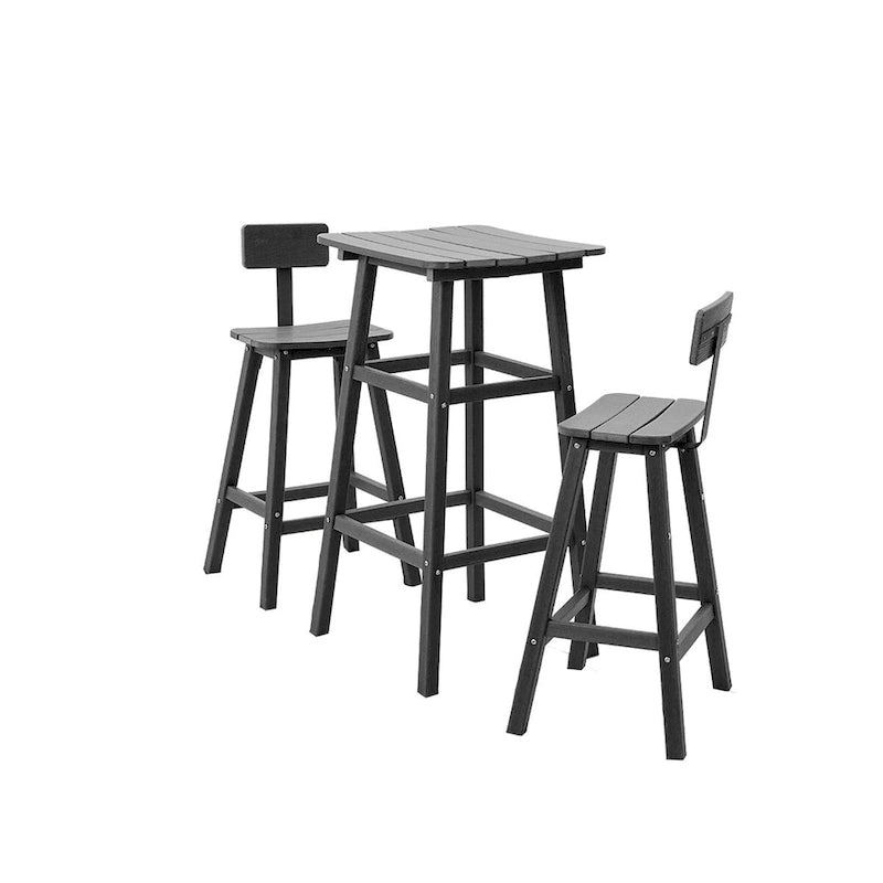 Ensemble de bar de service extérieur carré 3 pièces en PEHD