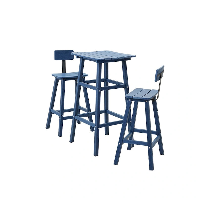 Ensemble de bar de service extérieur carré 3 pièces en PEHD
