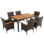 Ensemble repas de patio pour 6 personnes comprenant une table et des chaises en osier avec coussins